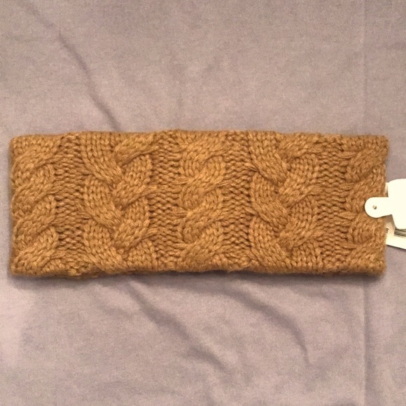 Brand New Michael Kors Cable Knit Earband Headband Camel w/ Gold Accents - Picture 3 of 9
